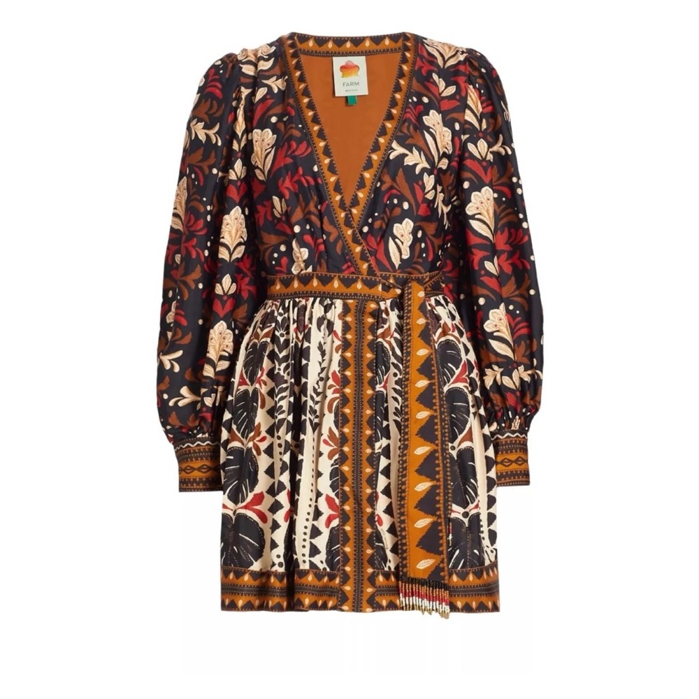 Farm Rio Tapestry Garden Wrap Mini Dress NWOT XS